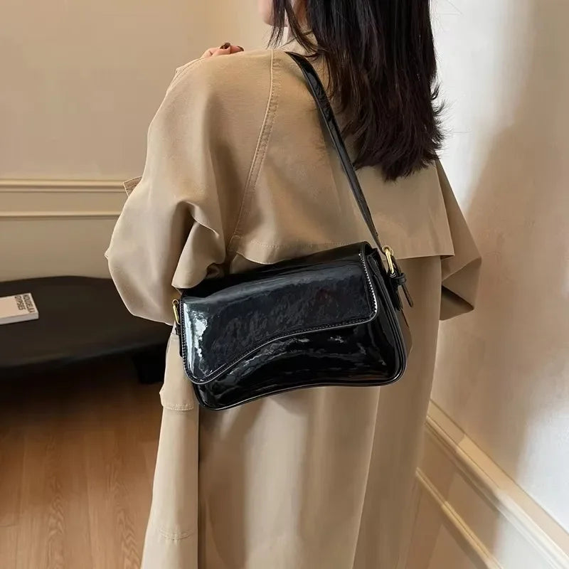 Hasp Sewing Thread PU Shoulder Bags 2025 High Quality Solid Color Large Capacity Versatile Simple Trendy Crossbody Bags